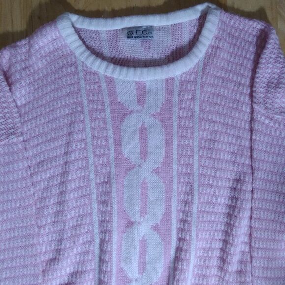 Vintage GFC Pink Geometric Pattern Crewneck Sweater - Picture 1 of 7